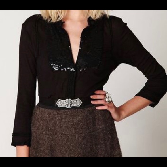 Free people New Romantics black sequence top - Picture 1 of 7
